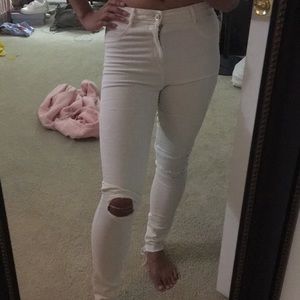 Zara cream slit knee jeggings